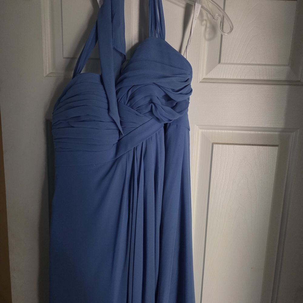 Bill Levkoff One Shoulder Blue Dress